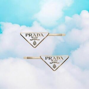 NEW Prada silver and white hair clips - hair accessories - hair pins